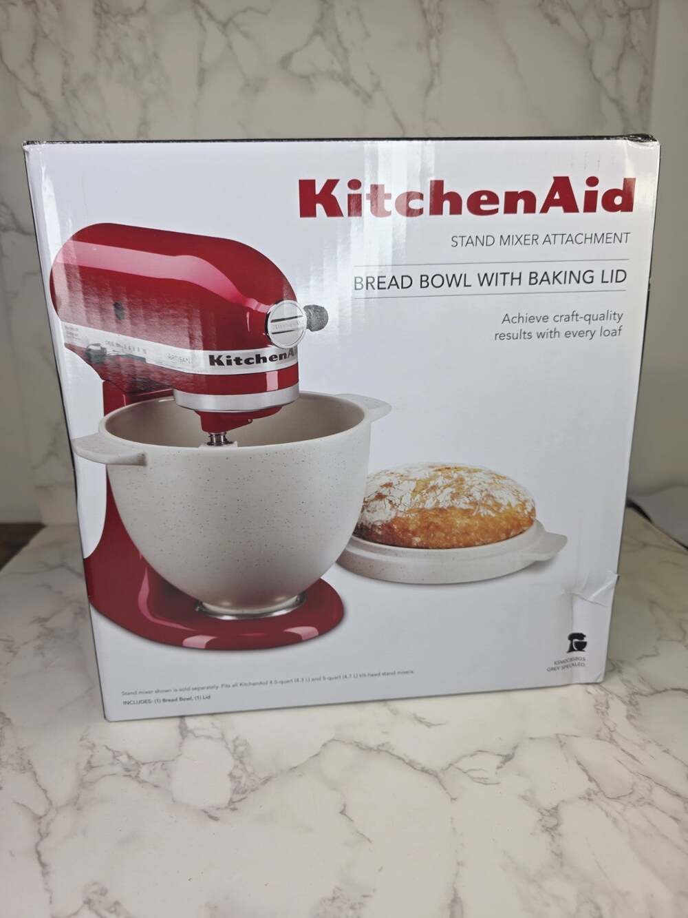 New KitchenAid Ceramic Bread Bowl with Baking Lid 5 Quart